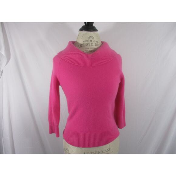 Valerie Stevens 2 Ply Cashmere Hot Pink Mock Neck Sweater Small - Picture 3 of 9